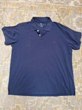 Simply Southern Navy Polo with Red Bird Dog Logo. Size xxl fits like size large